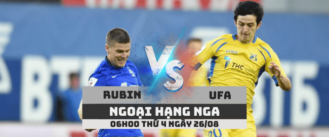 Rubin Kazan vs Ufa –Ngoại hạng Nga– 26/08